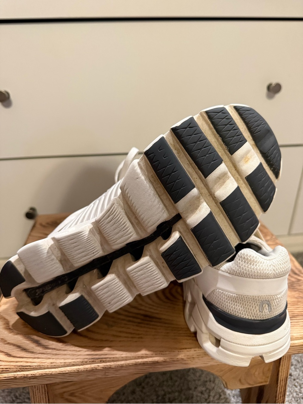 On Running White and Light Gray Mesh Running Shoes - Picture 5 of 5